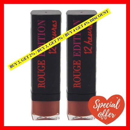 Bourjois Rouge Edition 12 Hours - 31 Beige Shooting Lipstick Women 0.12 Oz Pack Of 2