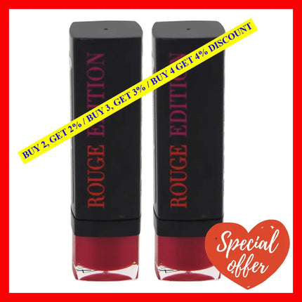 Bourjois Rouge Edition - 42 Fuchsia Sari Lipstick Women 0.12 Oz Pack Of 2