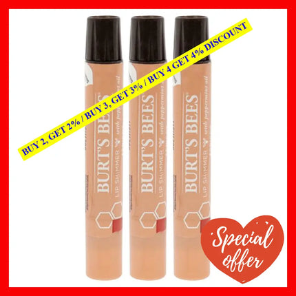 Burts Bees Lip Shimmer - Apricot By For Women 0.09 Oz Pack Of 3