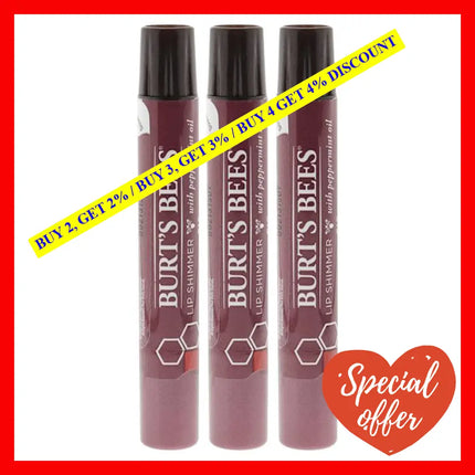 Burts Bees Lip Shimmer - Fig By For Women 0.09 Oz Pack Of 3