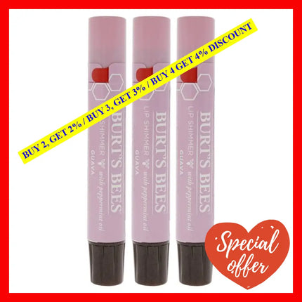 Burts Bees Lip Shimmer - Guava By For Women 0.09 Oz Pack Of 3