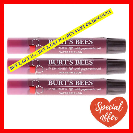 Burts Bees Lip Shimmer - Watermelon By For Women 0.09 Oz Pack Of 3