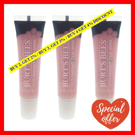 Burts Bees Lip Shine - 010 Whisper By For Women 0.5 Oz Gloss Pack Of 3