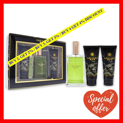 Caesars By For Men - 3 Pc Gift Set 4Oz Cologne Spray 3.3Oz Hair And Body Wash After Shave Balm