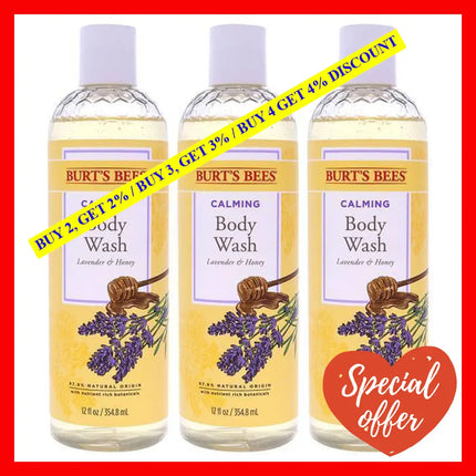 Calming Lavender And Honey Body Wash By Burts Bees For Women - 12 Oz Pack Of 3