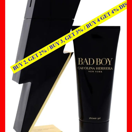 Carolina Herrera Bad Boy Set Edt For Menand Shower Gel Men 3.4 Oz / 100 Ml