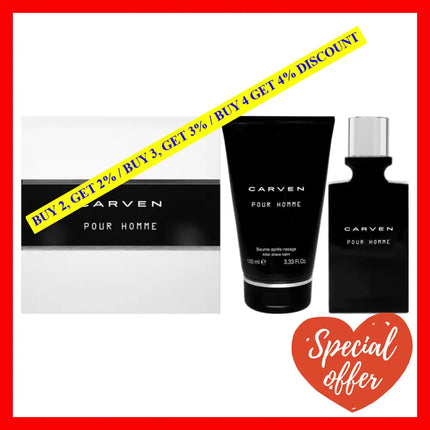 Carven Pour Homme By For Men - 2 Pc Gift Set 1.66Oz Edt Spray 3.33Oz After Shave Balm