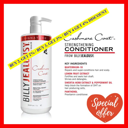 Cashmere Coat Hair Strengthening Conditioner By Billy Jealousy For Men - 33.8 Oz