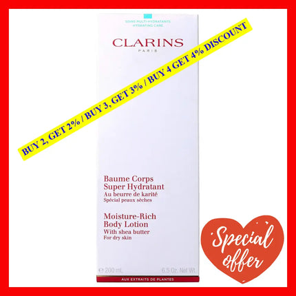 Clarins Moisture Rich Body Lotion With Shea Butter - 6.5 Oz