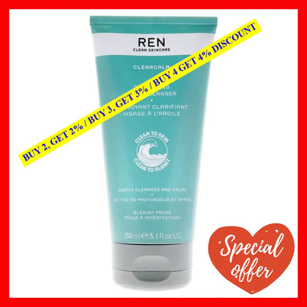 Clearcalm 3 Clarifying Clay Cleanser By Ren For Unisex - 5.1 Oz