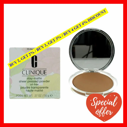 Clinique Stay-Matte By.27 Oz Sheer Pressed Powder - 19 Stay Suede