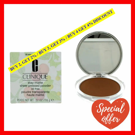 Clinique Stay-Matte By.27 Oz Sheer Pressed Powder - 20 Stay Nutmeg