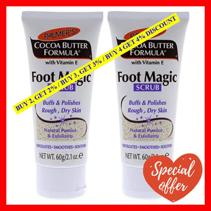 Cocoa Butter Foot Magic Scrub - Pack Of 2 By Palmers For Unisex 2.1 Oz