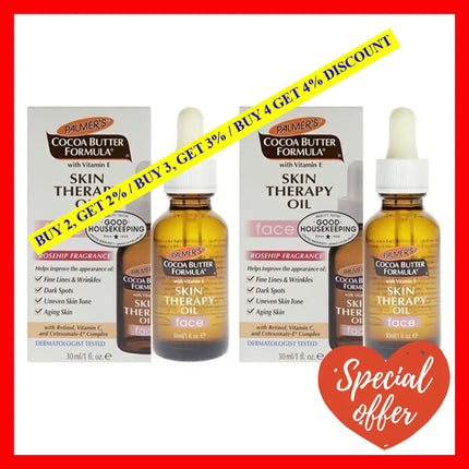 Cocoa Butter Formula Skin Therapy Oil With Vitamin E - Pack Of 2 By Palmers For Unisex 1 Oz