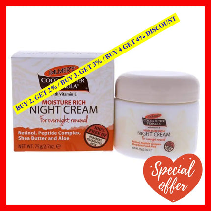 Cocoa Butter Moisture Rich Night Cream By Palmers For Unisex - 2.7 Oz