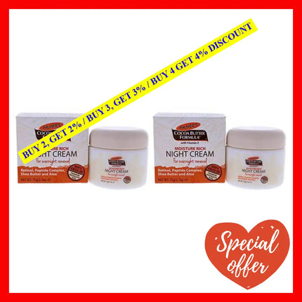 Cocoa Butter Moisture Rich Night Cream - Pack Of 2 By Palmers For Unisex 2.7 Oz