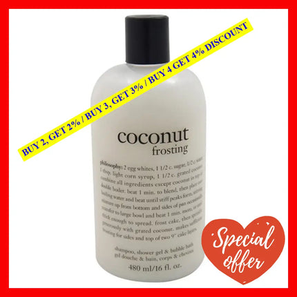 Coconut Frosting Shampoo Shower Gel And Bubble Bath By Philosophy For Unisex - 16 Oz Cleanser