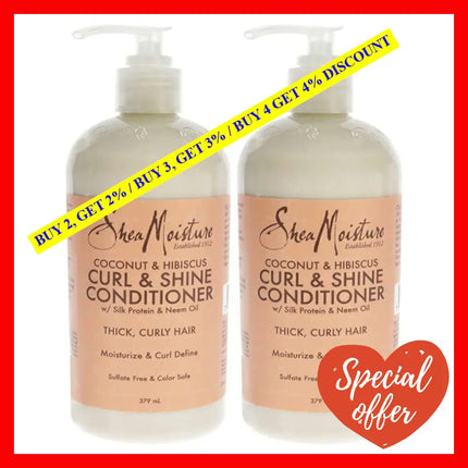 Coconut & Hibiscus Curl Shine Conditioner - Pack Of 2 By Shea Moisture For Unisex 13 Oz