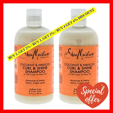 Coconut & Hibiscus Curl Shine Shampoo - Pack Of 2 By Shea Moisture For Unisex 13 Oz