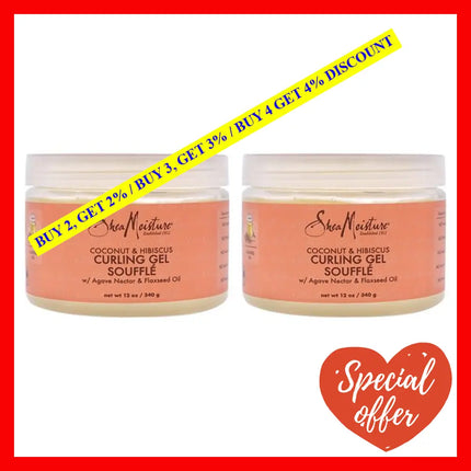 Coconut & Hibiscus Curling Gel Souffle - Pack Of 2 By Shea Moisture For Unisex 12 Oz