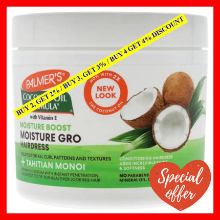 Coconut Oil Moisture Gro Hairdress By Palmers For Unisex - 5.25 Oz Treatment