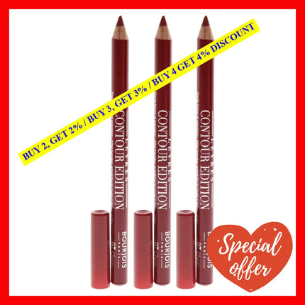 Contour Edition Lip Liner - 07 Cherry Boom By Bourjois For Women 0.04 Oz Pack Of 3