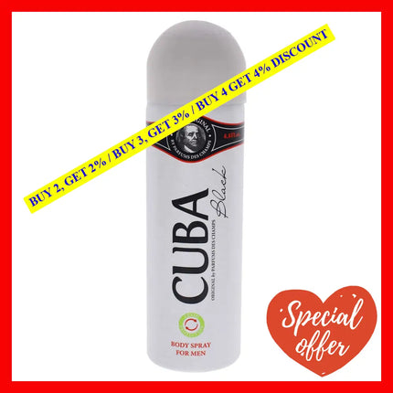 Cuba Black By For Men - 6.6 Oz Body Spray