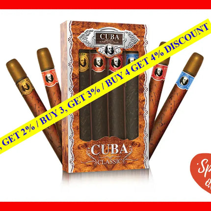 Cuba By For Men - 4 Pc Gift Set 1.17Oz Gold Blue Red Orange