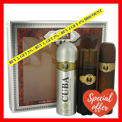 Cuba Gold By For Men - 3 Pc Gift Set 3.3Oz Edt Spray 6.7Oz Deodorant Body After Shave