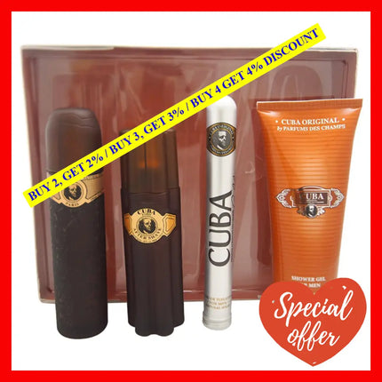 Cuba Gold By For Men - 4 Pc Gift Set 3.3Oz Edt Spray 1.17Oz After Shave 6.7Oz Shower Gel