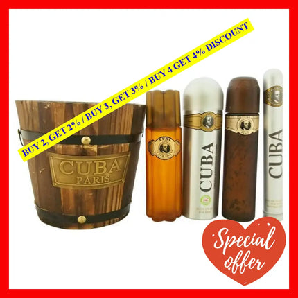 Cuba Gold By For Men - 5 Pc Gift Set 3.4Oz Edt Spray 6.7Oz Deodorant 3.3Oz After Shave 1.17Oz With