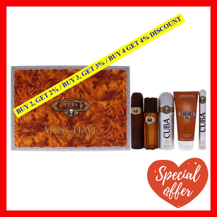 Cuba Gold Must Have By For Men - 5 Pc Gift Set 3.3Oz Edt Spray 1.17Oz After Shave 6.7Oz Body Shower