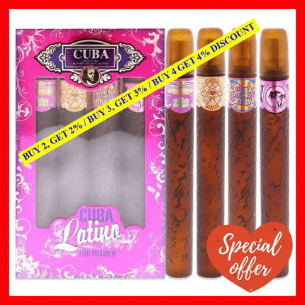 Cuba Latino Collection By For Women - 4 Pc Gift Set 1.17Oz Copacabana Edp Spray Maya Carnaval Cactus