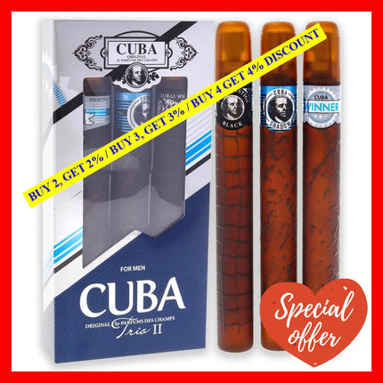 Cuba Trio 2 By For Men - 3 Pc Gift Set 1.17Oz Winner Edt Spray Shadow Prestige Black