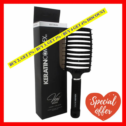 Curved Vent Brush - Black By Keratin Complex For Unisex 1 Pc Hair