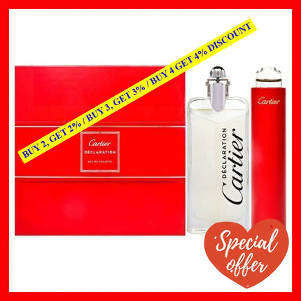 Declaration By Cartier For Men - 2 Pc Gift Set 3.3Oz Edt Spray 0.5Oz Mini