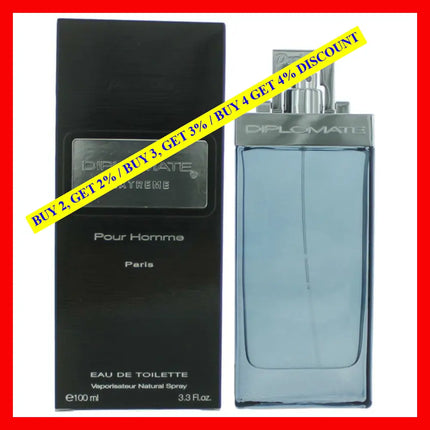 Diplomat Extreme By Paris Bleu Parfums 3.3 Oz Eau De Toilette Spray For Men