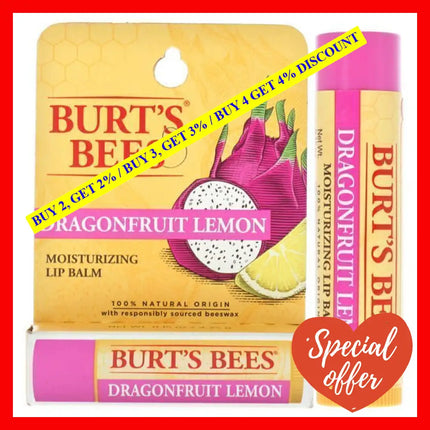 Dragonfruit Lemon Moisturizing Lip Balm By Burts Bees For Unisex - 0.15 Oz