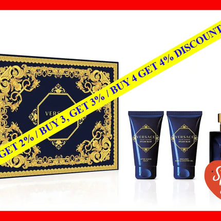 Dylan Blue By Versace For Men - 3 Pc Gift Set 1.7Oz Edt Spray After Shave Balm Perfumed Bath Shower