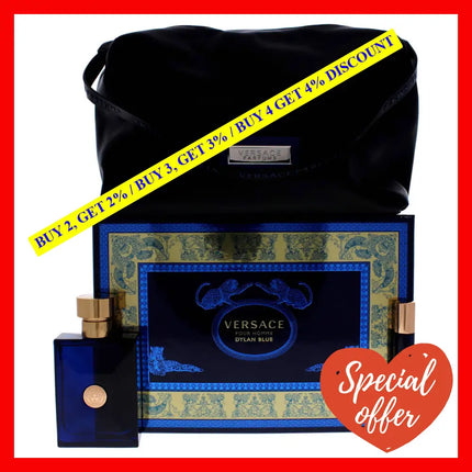 Dylan Blue By Versace For Men - 3 Pc Gift Set 3.4Oz Edt Spray 10Ml Pouch