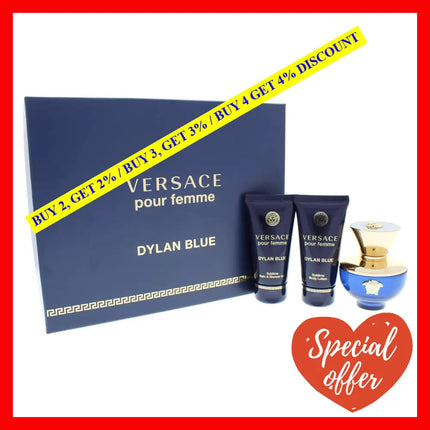 Dylan Blue By Versace For Women - 3 Pc Gift Set 1.7Oz Edp Spray Sublime Bath And Shower Gel Body