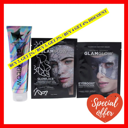 Easy Glowing Cleanser Plus Sheet Mask Set By Glamglow For Women - 3 Pc 5Oz Eye