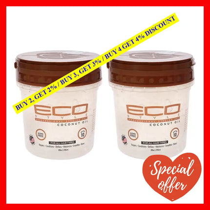 Eco Style Gel - Coconut Oil By Ecoco For Unisex 8 Oz Pack Of 2