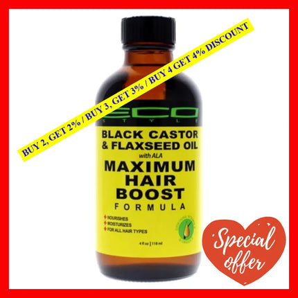 Eco Style Maximum Hair Growth Oil - Black Castor And Flaxseed By Ecoco For Unisex 4 Oz