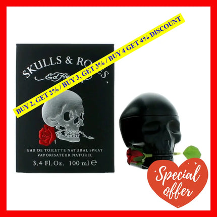 Ed Hardy Skulls And Roses By 3.4 Oz Eau De Toilette Spray For Men