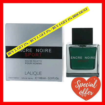 Encre Noire Sport By Lalique 3 Oz Eau De Toilette Spray For Men