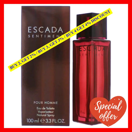 Escada Sentiment By 3.4 Oz Eau De Toilette Spray For Men