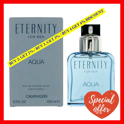 Eternity Aqua By Calvin Klein 3.4 Oz Eau De Toilette Spray For Men