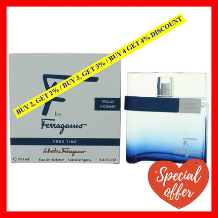 F Free Time By Salvatore Ferragamo 3.4 Oz Eau De Toilette Spray For Men