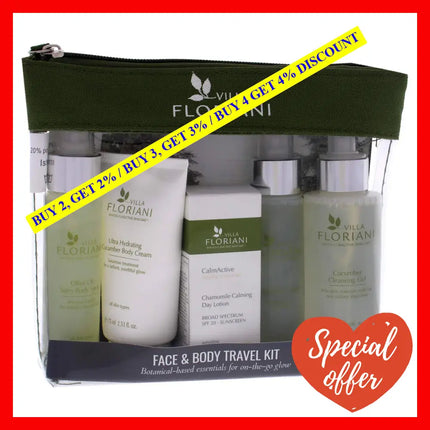 Face And Body Travel Kit By Villa Floriani For Women - 5 Pc 3.4Oz Cucumber Cleansing Gel 1.69Oz